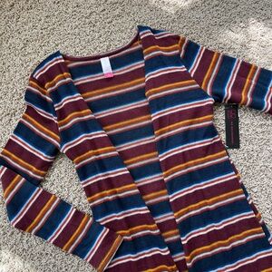 Multicolor striped long cardigan